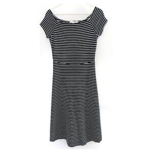 Boden Dark Navy White Stripe Jersey Dress Womens 4L Nautical